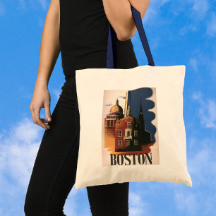 Vintage Travel Poster from Boston, Massachusetts Tote Bag
