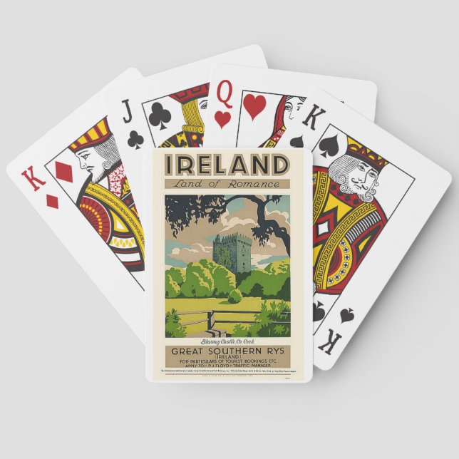 Vintage Travel Poster Ireland Blarney Castle Playing Cards (Back)
