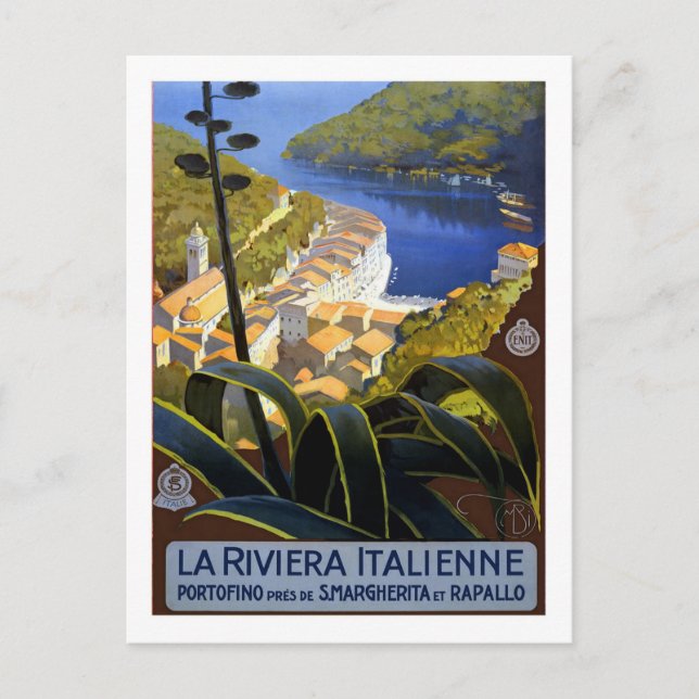 Vintage Travel Poster,Italian Riviera Postcard (Front)
