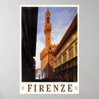 Vintage Travel Poster Italy Florence Firenze