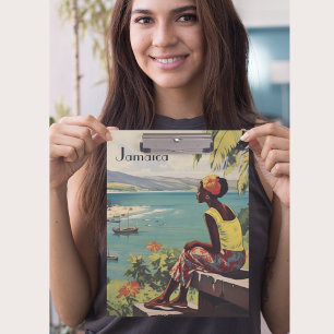Vintage Travel Poster Jamaican woman Clipboard