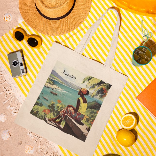 Vintage Travel Poster Jamaican woman  Tote Bag (Creator Uploaded)