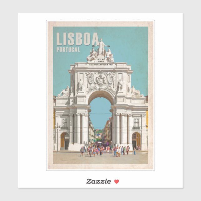 Vintage travel poster. Lisbon, Augusta street arch (Sheet)