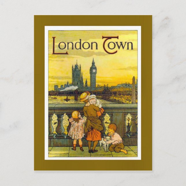 Vintage travel poster, London Town, Postcard (Front)