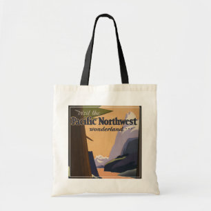 Vintage Travel Poster Looking Out Over Mountains Tote Bag