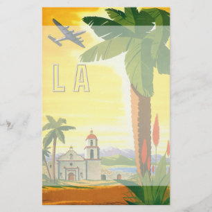 Vintage Travel Poster, Los Angeles, California Stationery