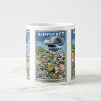 Vintage Travel Poster, Map of Nantucket Island, MA Large Coffee Mug