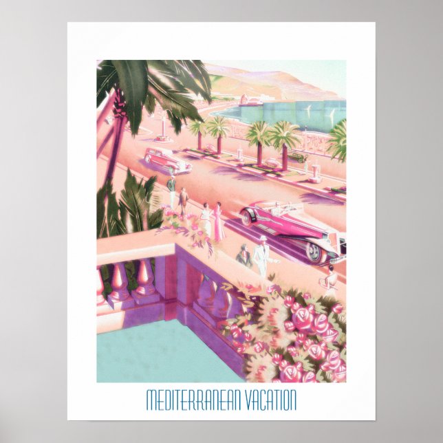 Vintage Travel Poster Mediterranean Vacation (Front)