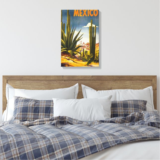 Vintage Travel Poster Mexico Canvas Print (Insitu(Bedroom))