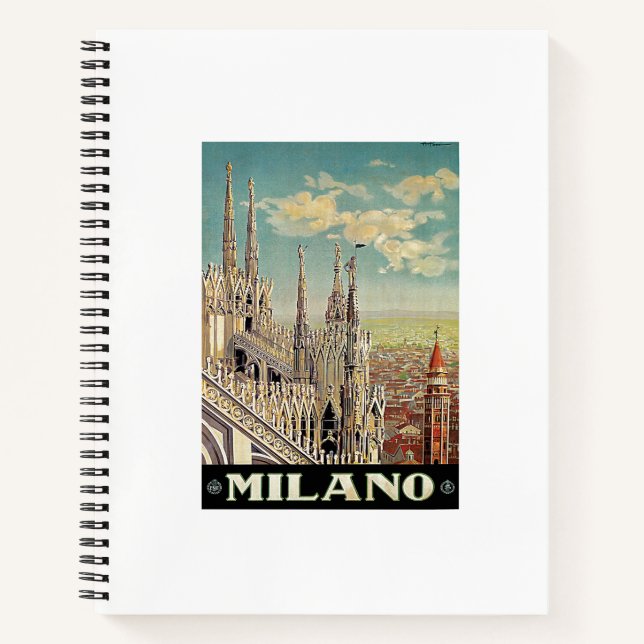 Vintage travel poster milano milan notebook (Front)