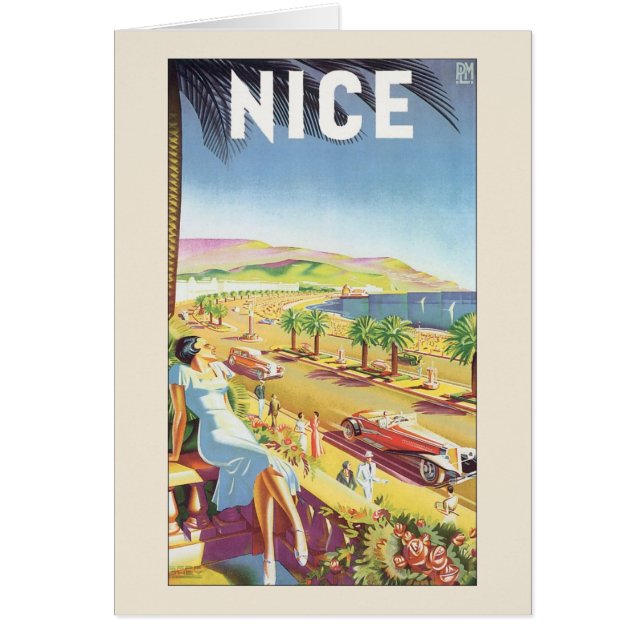 Vintage Travel Poster, Nice, France French Riviera (Front)