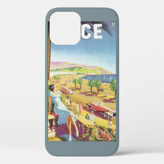 Vintage Travel Poster, Nice, France French Riviera iPhone 12 Case