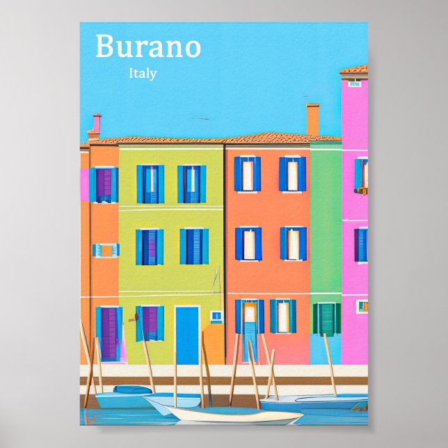 Vintage travel poster of Burano (Front)