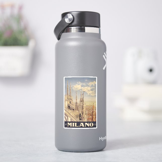Vintage Travel Poster Of Cathedral In Milan, Italy (HydroFlask)