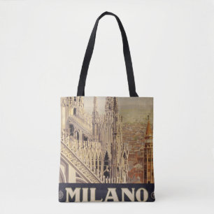 Vintage Travel Poster Of Cathedral In Milan, Italy Tote Bag