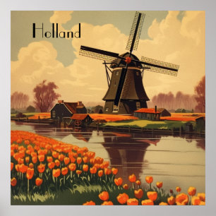 Vintage Travel Poster of Holland, customisable