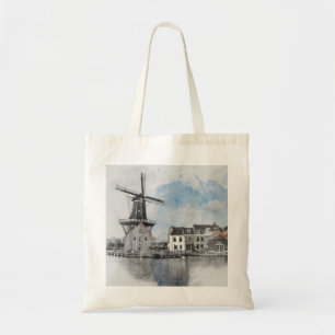 Vintage Travel Poster of Netherlands and mill Tote Bag