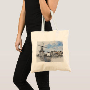 Vintage Travel Poster of Netherlands and mill Tote Bag