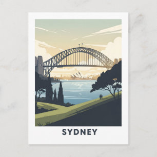 Vintage travel poster of Sydney harbour Postcard