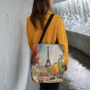 Vintage Travel Poster of the Paris Eifel Tower Tote Bag