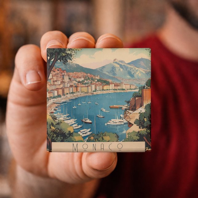 Vintage Travel Poster overlooking Monaco harbour Magnet (Creator Uploaded)