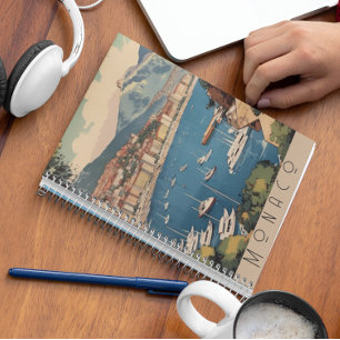 Vintage Travel Poster overlooking Monaco harbour Planner