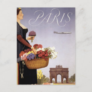 Vintage Travel Poster, Paris Via Constellation Postcard