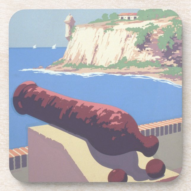 Vintage Travel Poster Promoting Puerto Rico Coaster (Front)