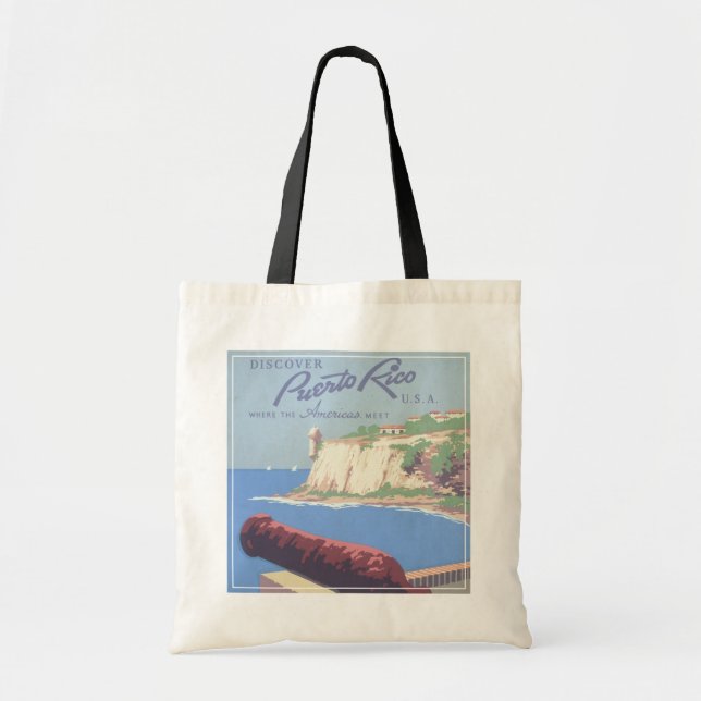 Vintage Travel Poster Promoting Puerto Rico Tote Bag (Front)