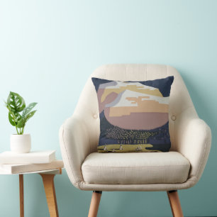 Vintage Travel Poster Promoting Travel To Montana Cushion