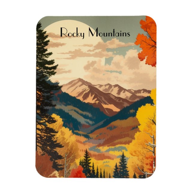 Vintage Travel Poster Rocky Mountains Magnet (Vertical)