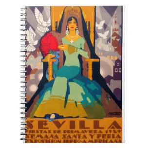 vintage travel poster seville spain notebook