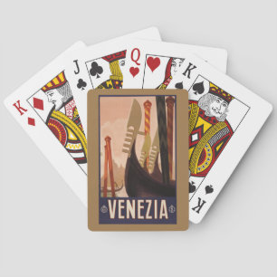 Vintage Travel Poster Showing A Canal In Venice Playing Cards