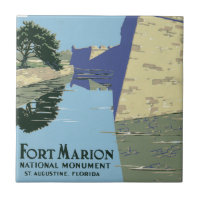 Vintage Travel Poster Showing Fort Marion