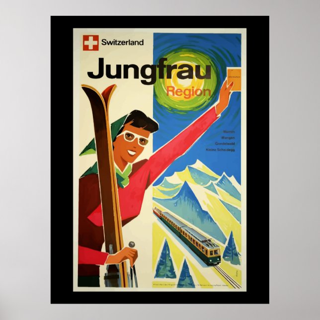 Vintage Travel Poster, Switzerland, Jungfrau, Poster (Front)