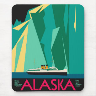 Vintage Travel Poster, Taku Glacier, Alaska Mouse Pad