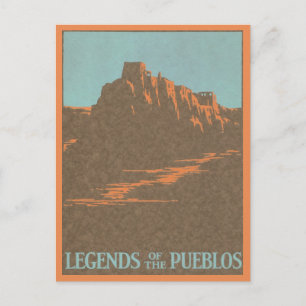 Vintage Travel Poster, Taos Pueblos, New Mexico Postcard