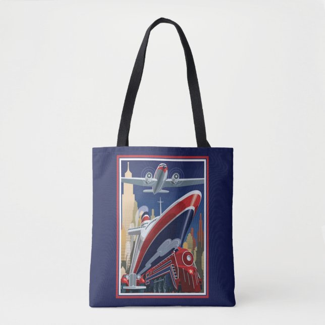 Vintage Travel Poster Tote Bag (Front)