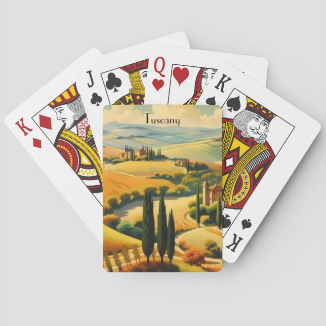 Vintage Travel Poster Tuscany countryside Playing Cards (Back)