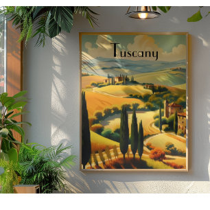 Vintage Travel Poster Tuscany, customisable Canvas Print