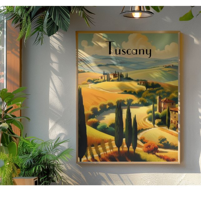 Vintage Travel Poster Tuscany, customisable Canvas Print (Creator Uploaded)