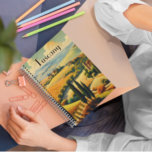 Vintage Travel Poster Tuscany, customisable Notebook