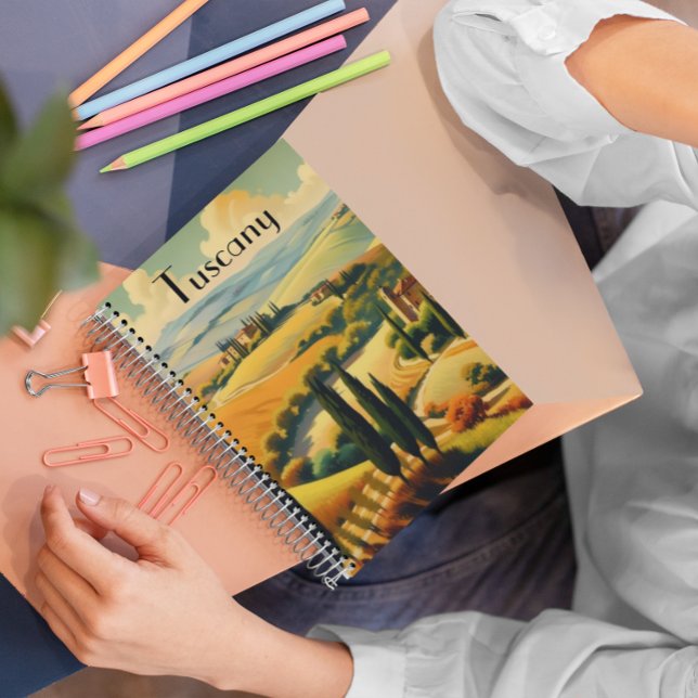 Vintage Travel Poster Tuscany, customisable Notebook (Creator Uploaded)