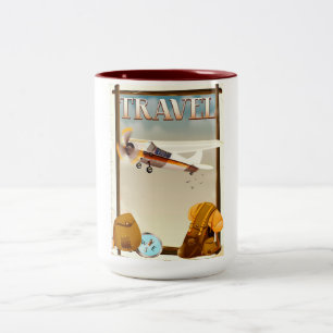 Vintage Travel Poster Two-Tone Coffee Mug