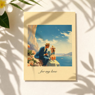 Vintage Travel Poster, Valentine customisable Postcard