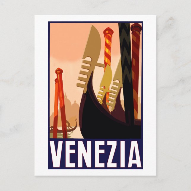 Vintage Travel Poster Venice Postcard (Front)