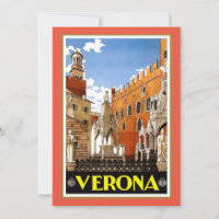 Vintage travel poster, Verona, Italy,