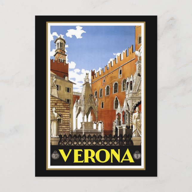 Vintage travel poster, Verona, Italy, Postcard (Front)