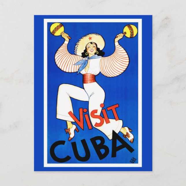 Vintage Travel Poster " Visit Cuba" Postcard (Front)