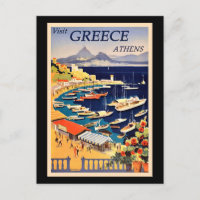 Vintage Travel Poster, Visit Greece,